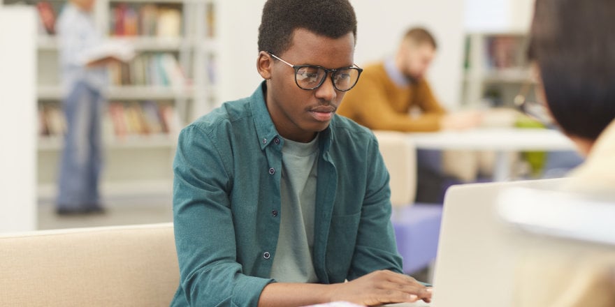 Student filling application form